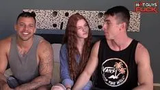 Play The bisexual trio enjoys the soft and hot touches of the cock