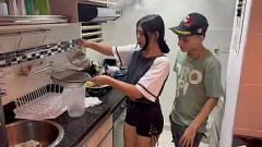 Play Cum-Crazed Teen Latina Step-Sister Gets Wet and Wild in the Kitchen