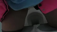 Chubby MILF Pisses and Masturbates in Public Toilet Before Smoking Outdoors